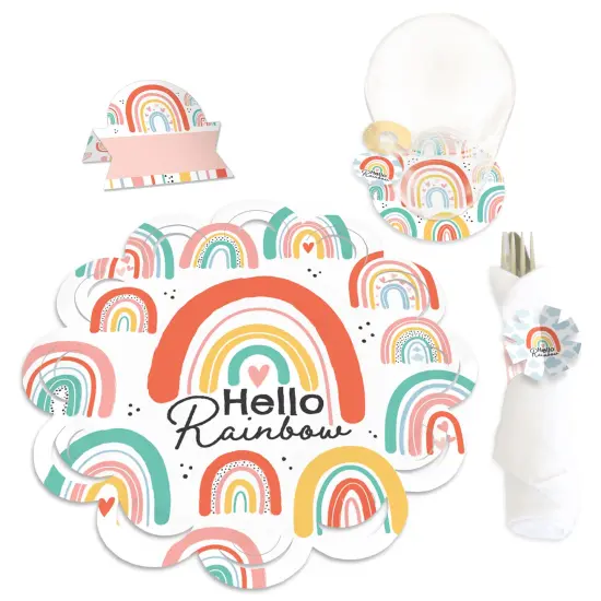 Big Dot of Happiness Hello Rainbow - Boho Baby Shower and Birthday Party Paper Charger and Table Decorations - Chargerific Kit - Place Setting for 8 {1}