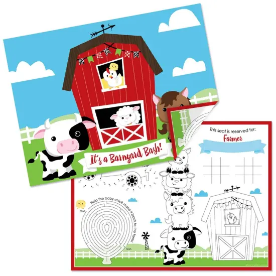 Big Dot of Happiness Farm Animals - Paper Barnyard Birthday Party Coloring Sheets - Activity Placemats - Set of 16 {1}