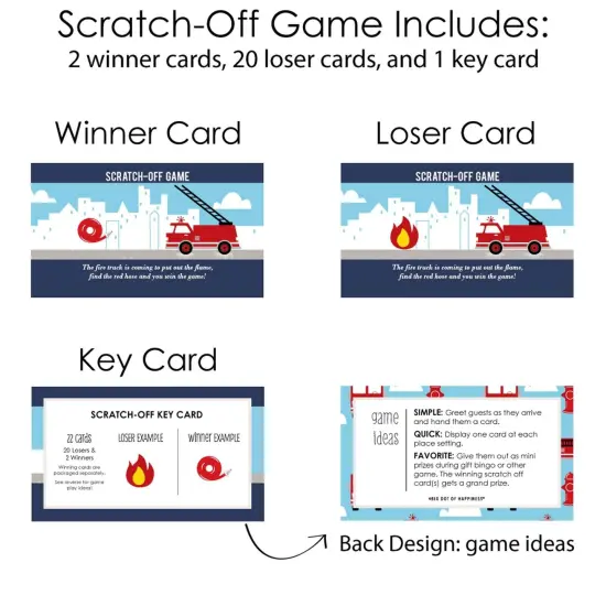 Big Dot of Happiness Fired Up Fire Truck - Firefighter Firetruck Baby Shower or Birthday Party Game Scratch Off Cards - 22 Count {6}