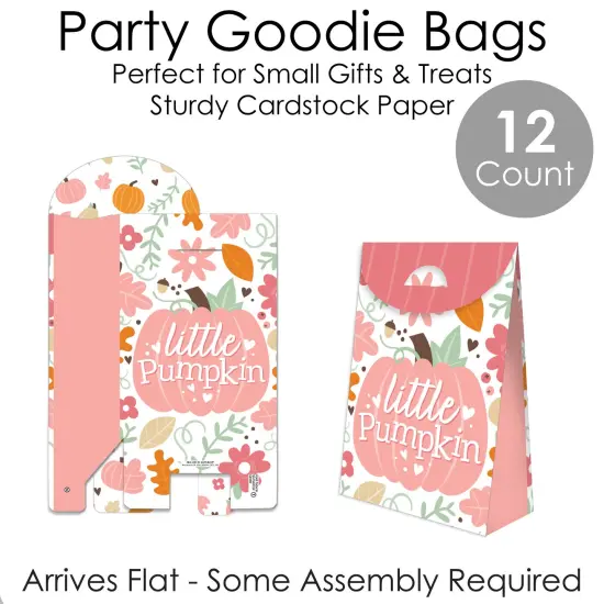 Big Dot of Happiness Girl Little Pumpkin - Fall Birthday or Baby Shower Gift Favor Bags - Party Goodie Boxes - Set of 12 {7}