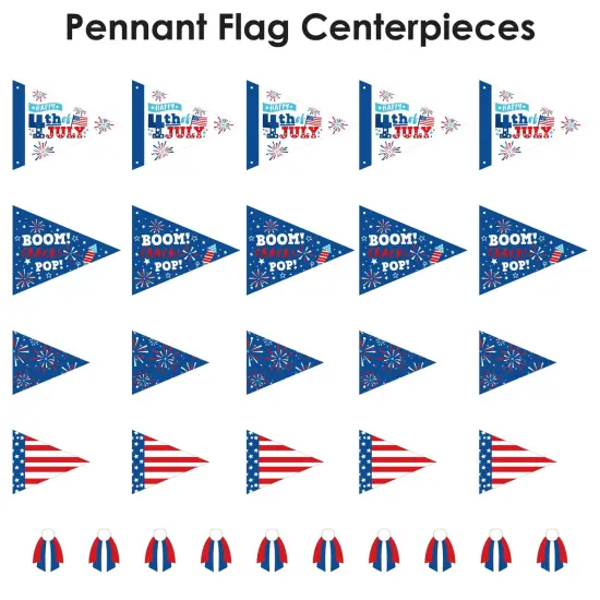 Big Dot of Happiness Firecracker 4th of July - Triangle Red, White and Royal Blue Party Photo Props - Pennant Flag Centerpieces - Set of 20 {7}