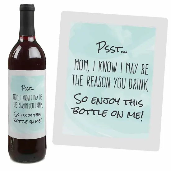 Big Dot of Happiness Mom, I Must Confess - Gift For Women - Wine Bottle Label Stickers - Set of 4 {7}