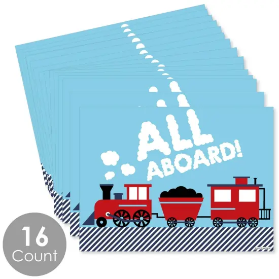 Big Dot of Happiness Railroad Party Crossing - Party Table Decorations - Steam Train Birthday Party or Baby Shower Placemats - Set of 16 {4}