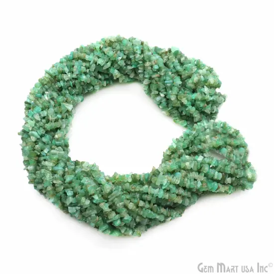 Chrysoprase Chip Beads, 34 Inch, Natural Chip Strands, Drilled Strung Nugget Beads, 3-7mm, Polished, GemMartUSA (CHCP-70001) {5}