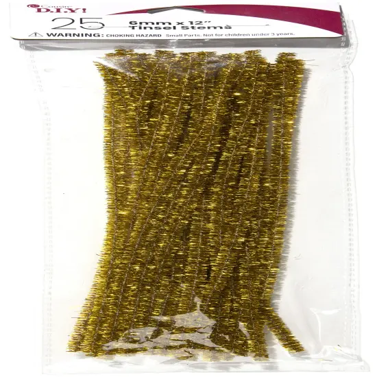CousinDIY Tinsel Stems 6mmx12" 25/Pkg-Gold {1}