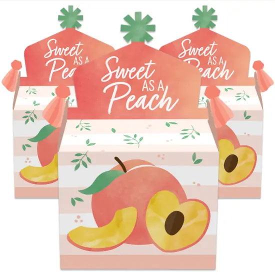 Big Dot of Happiness Sweet as a Peach - Treat Box Party Favors - Fruit Themed Baby Shower or Birthday Party Goodie Gable Boxes - Set of 12 {3}
