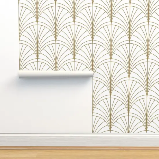 Pre-Pasted Wallpaper 2FT Wide Art Deco Nouveau Floral Minimal Vintage Luxury Geometric Custom Pre-pasted Wallpaper by Spoonflower {2}