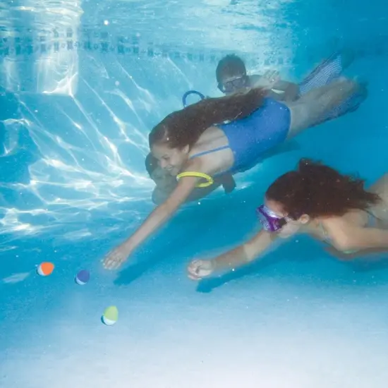 Swim Central Set of 6 Vibrantly Colored Egg-Shaped Underwater Diving Swimming Pool Game Pieces 2.5" Yellow {3}