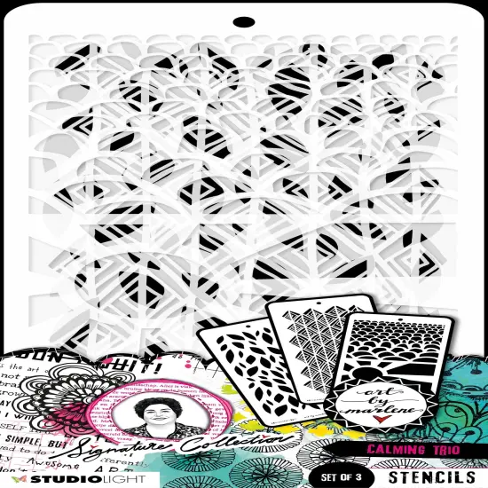 Art By Marlene Calming Trio 4.33"X8.38" Stencil-Nr. 186, Calming Trio {1}
