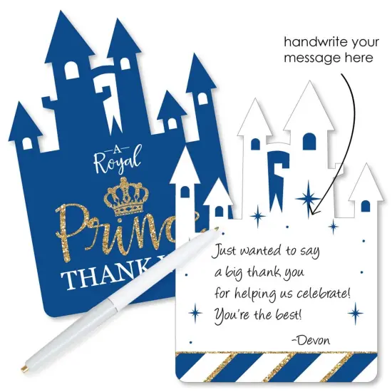 Big Dot of Happiness Royal Prince Charming - Shaped Thank You Cards - Baby Shower or Birthday Party Thank You Note Cards with Envelopes - Set of 12 {3}