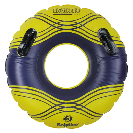 Swim Central Striped Solstice Inflatable Swimming Pool Ring Inner Tube - 42" - Yellow and Blue {1}
