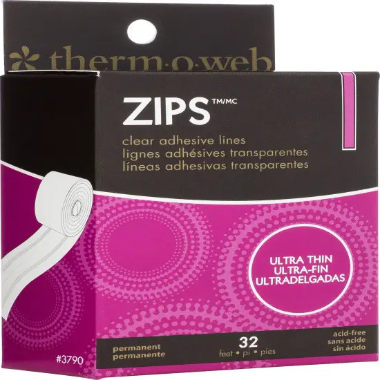 Thermoweb Zips Clear Adhesive Lines-Ultra Thin 1/8"X1/64" Thick 32'/Pkg {1}