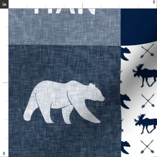 Various Fabrics by the Yard or Fat Quarter Navy Blue, Woodland, Bear, Moose, Deer, Mountain, Wholecloth, Cheater Quilt Top, Boy, Patchwork, Animals Custom Printed Fabric by Spoonflower {4}
