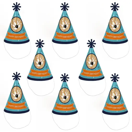 Big Dot of Happiness Strike Up the Fun - Bowling - Cone Happy Birthday Party Hats for Kids and Adults - Set of 8 (Standard Size) {7}
