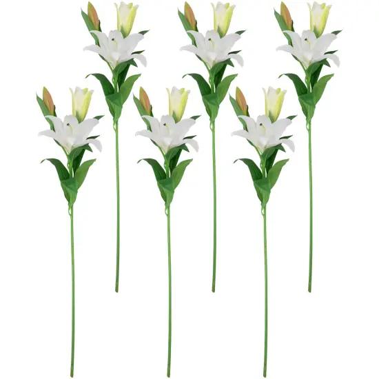Northlight Real Touch&trade; Artificial Casa Blanca Lily Sprays - 38" - White - Set of 6 {1}