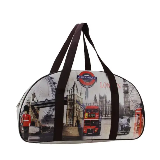 Northlight 20" Decorative Vintage-Style London Highlights Travel Bag/Purse with Handles Multi {1}