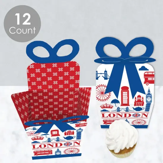 Big Dot of Happiness Cheerio, London - Square Favor Gift Boxes - British UK Party Bow Boxes - Set of 12 {4}
