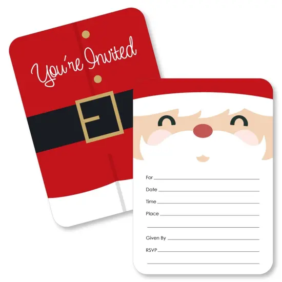 Big Dot of Happiness Jolly Santa Claus - Shaped Fill-in Invitations - Christmas Party Invitation Cards with Envelopes - Set of 12 {1}