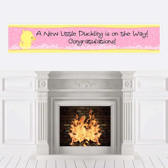 Big Dot of Happiness Pink Ducky Duck - Girl Baby Shower Decorations Party Banner {1}
