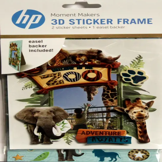 Paper House Zoo Dimensional Sticker Frame With Easel {1}