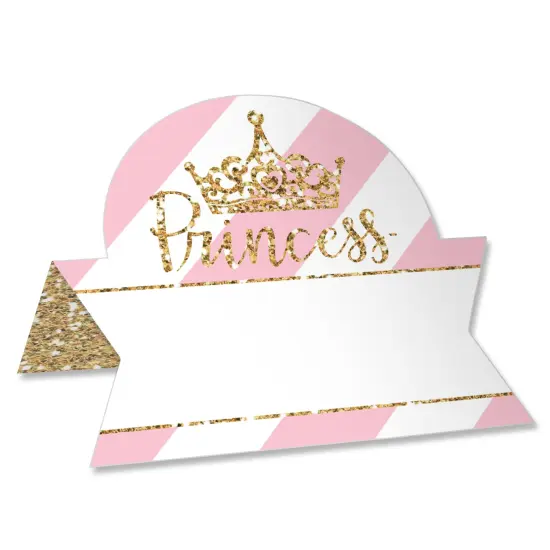 Big Dot of Happiness Little Princess Crown - Pink & Gold Princess Baby Shower or Birthday Party Tent Table Setting Name Place Cards - 24 Ct {1}