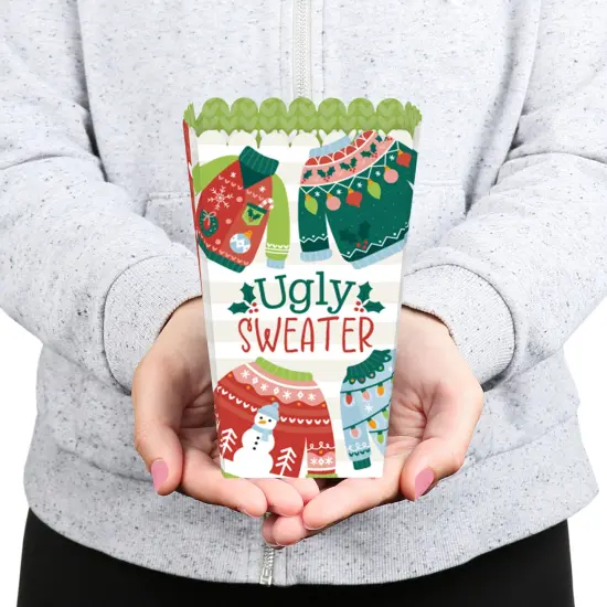 Big Dot of Happiness Colorful Christmas Sweaters - Ugly Sweater Holiday Party Favor Popcorn Treat Boxes - Set of 12 {6}