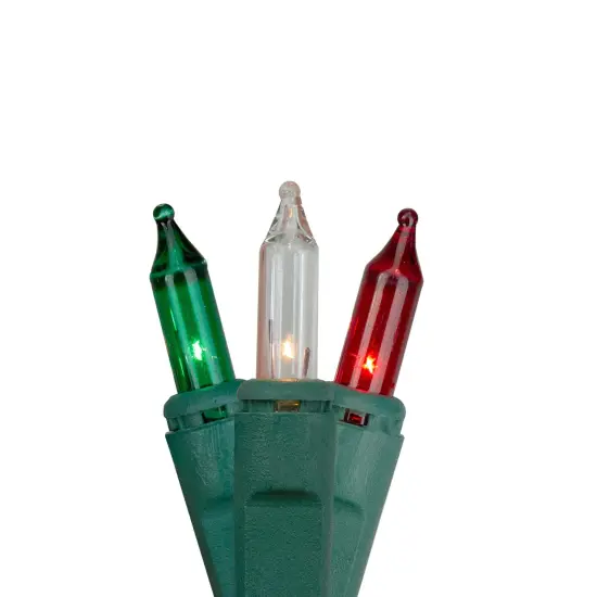 Hofert Everglow Chasing Mini Christmas Lights - Red, Green and Clear - 48ft Green Wire - 140ct {1}