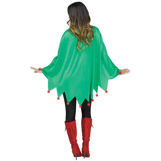 Fun World Green Adult One Size Elf Christmas Poncho {3}