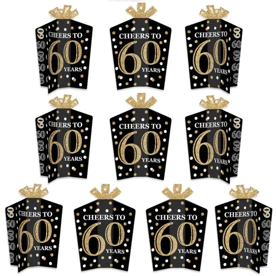 Big Dot of Happiness Adult 60th Birthday - Gold - Table Decorations - Birthday Party Fold and Flare Centerpieces - 10 Count {1}