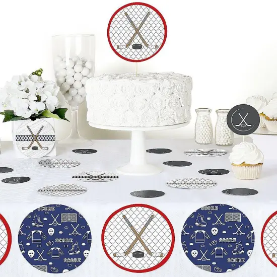 Big Dot of Happiness Shoots and Scores - Hockey - Baby Shower or Birthday Party Giant Circle Confetti - Party Decorations - Large Confetti 27 Count {6}