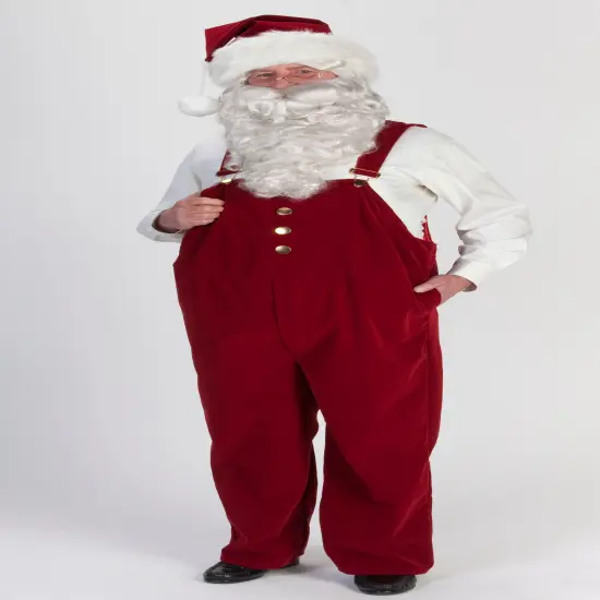 The Costume Center 7-piece Burgundy Velvet Overall Santa Claus Christmas Suit - Adult Size XXLarge Red {1}