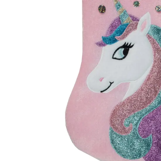 Northlight 20.5" Pink Velvet Unicorn With Sequins Christmas Stocking {3}