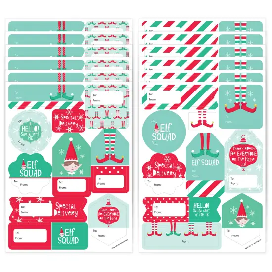 Big Dot of Happiness Elf Squad - Assorted Kids Elf Christmas and Birthday Party Gift Tag Labels - To and From Stickers - 12 Sheets - 120 Stickers {1}