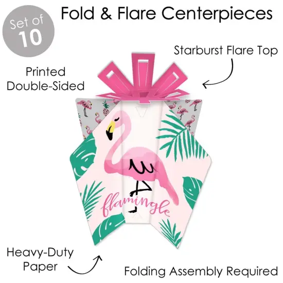Big Dot of Happiness Pink Flamingo - Party Like a Pineapple - Table Decorations - Tropical Summer Party Fold and Flare Centerpieces - 10 Count {4}