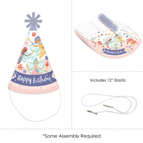 Big Dot of Happiness Let&rsquo;s Be Fairies - Cone Happy Birthday Party Hats for Kids and Adults - Set of 8 (Standard Size) {6}