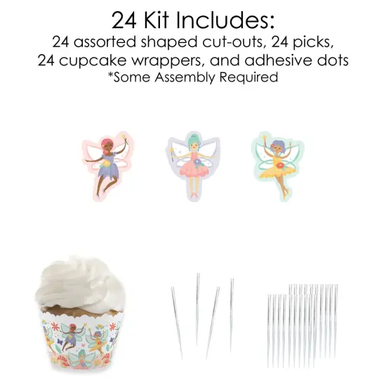 Big Dot of Happiness Let's Be Fairies - Cupcake Decoration - Fairy Garden Birthday Party Cupcake Wrappers and Treat Picks Kit - Set of 24 {4}
