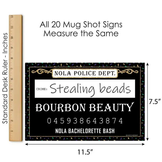Big Dot of Happiness Nola Bride Squad - New Orleans Bachelorette Party Mug Shots - Photo Booth Props Mugshot Signs - 20 Count {7}