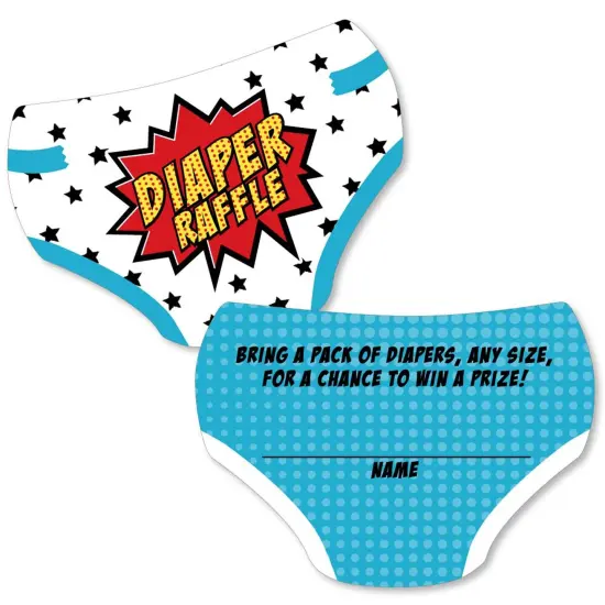 Big Dot of Happiness Bam Superhero - Diaper Shaped Raffle Ticket Inserts - Baby Shower Activities - Diaper Raffle Game - Set of 24 {1}