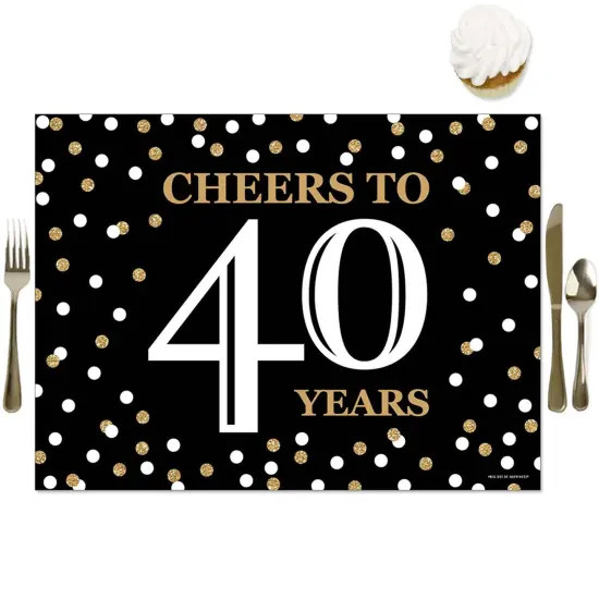 Big Dot of Happiness Adult 40th Birthday - Gold - Party Table Decorations - Birthday Party Placemats - Set of 16 {1}