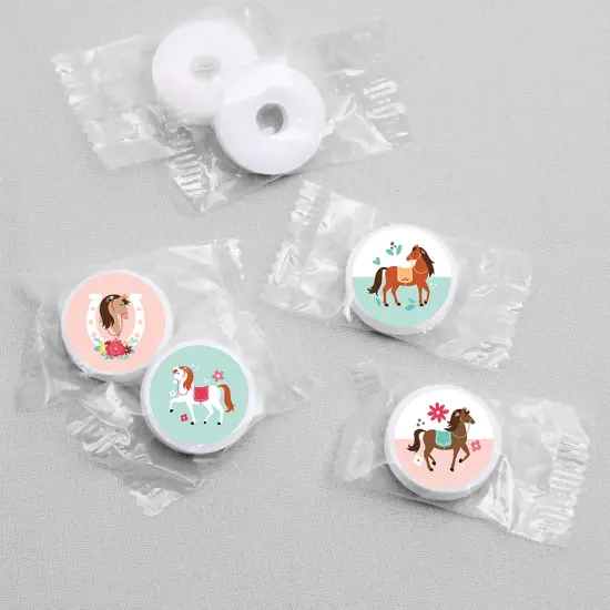 Big Dot of Happiness Run Wild Horses - Pony Birthday Party Round Candy Sticker Favors - Labels Fits Chocolate Candy (1 sheet of 108) {4}