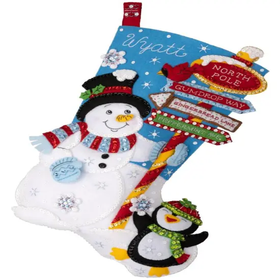 Bucilla Felt Stocking Applique Kit 18" Long-Destination North Pole {1}