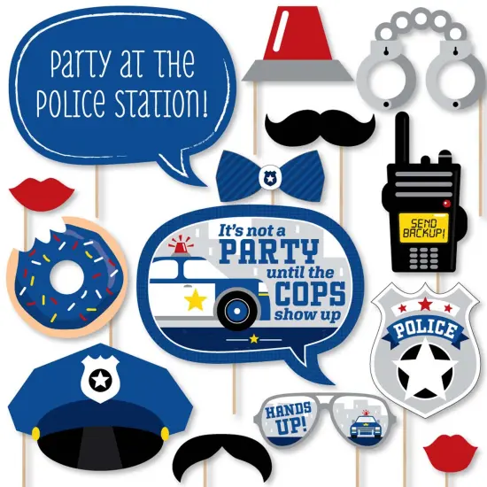Big Dot of Happiness Calling All Units - Police - Cop Birthday Party or Baby Shower Photo Booth Props Kit - 20 Count {1}