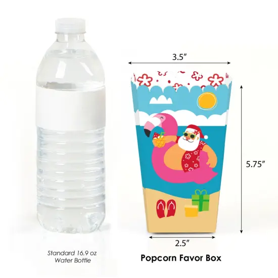 Big Dot of Happiness Tropical Christmas - Beach Santa Holiday Party Favor Popcorn Treat Boxes - Set of 12 {3}