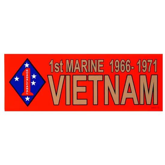 1st Marine 1966-1971 Vietnam Bumper Sticker 3-1/4"X9" {1}