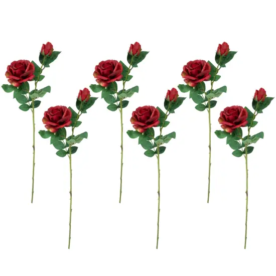 Northlight Real Touch&trade; Red Artificial Rose Stems, Set of 6 - 26" {1}