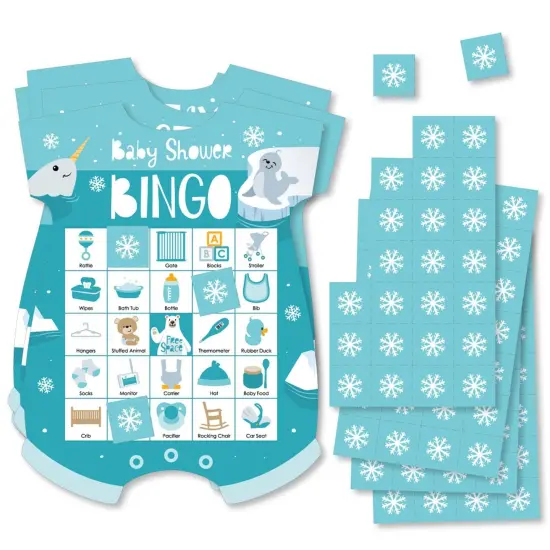Big Dot of Happiness Arctic Polar Animals - Picture Bingo Cards and Markers - Winter Baby Shower Shaped Bingo Game - Set of 18 {1}