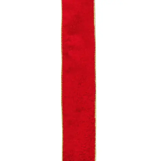Northlight Solid Bright Red Wired Christmas Craft Ribbon 2.5" x 10 Yards Gold {3}