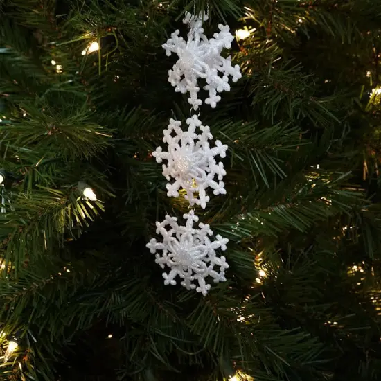 Kurt Adler 9" Winter Light White Glitter Snowflakes Pendant Christmas Ornament {3}