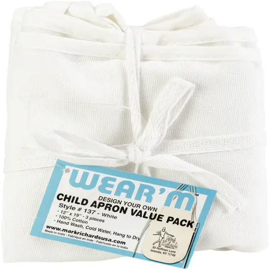 Wear'm Child Apron Value Pack 12"X19" 3/Pkg-White {1}
