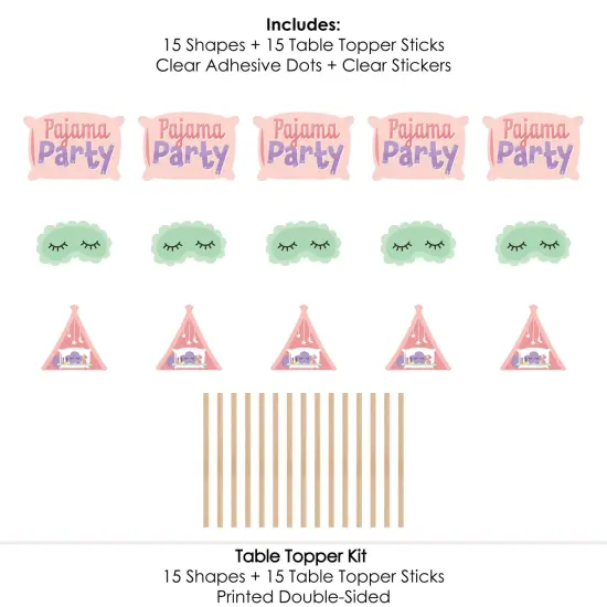 Big Dot of Happiness Pajama Slumber Party - Girls Sleepover Birthday Party Centerpiece Sticks - Table Toppers - Set of 15 {7}